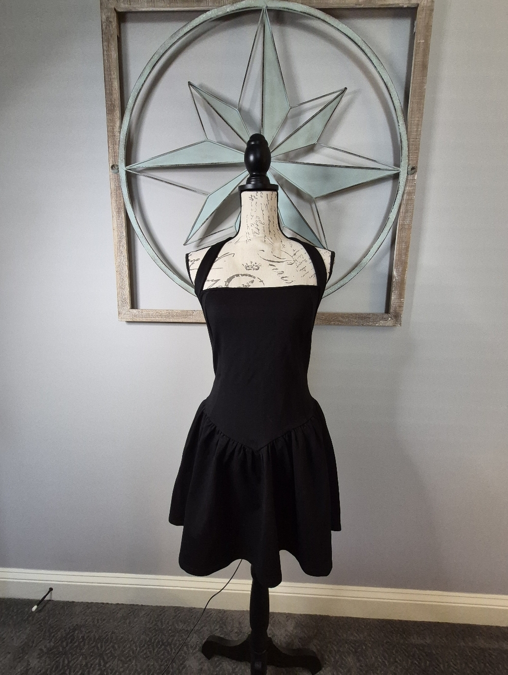 NWT 21 Saints Drop Waist Halter Neck Mini Dress Black - M